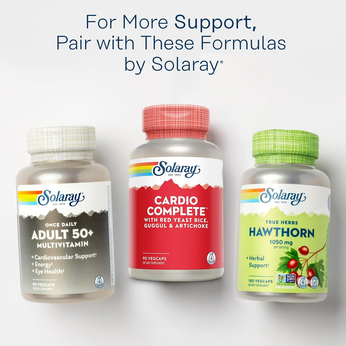 SOLARAY Cardio Complete - Cardiovascular Support Supplement with Red Yeast Rice, Guggul & Artichoke - B Vitamins - 90 VegCaps - görsel 6