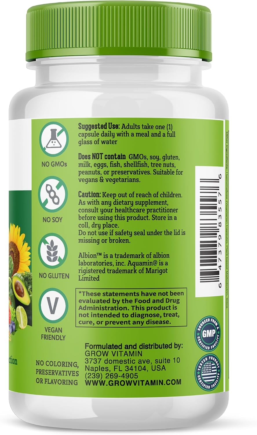 grow vitamin One Daily Multivitamin for Women – Energy Support – Whole Food Supplement – Non-GMO, Gluten-free – 60 Capsules - görsel 9