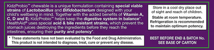 HealthAid KidzProbio Chewable Probiotic for Kids – 2 Billion CFU, 5 Strains + Prebiotic & Vitamins A, C, D & E – Supports Digestive & Immune Health – Blackcurrant Flavour, 30 Daily Tablets