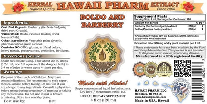 Boldo and Barberry Liquid Extract, Boldo (Peumus boldus) and Barberry (Berberis vulgaris) Tincture Supplement 2 oz