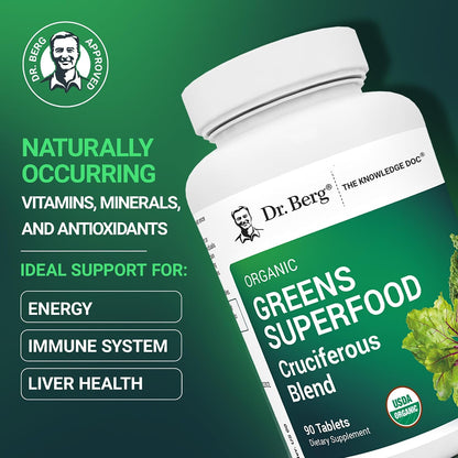 Dr. Berg's Greens Superfood Cruciferous Vegetable Tablets – 90 Tablets