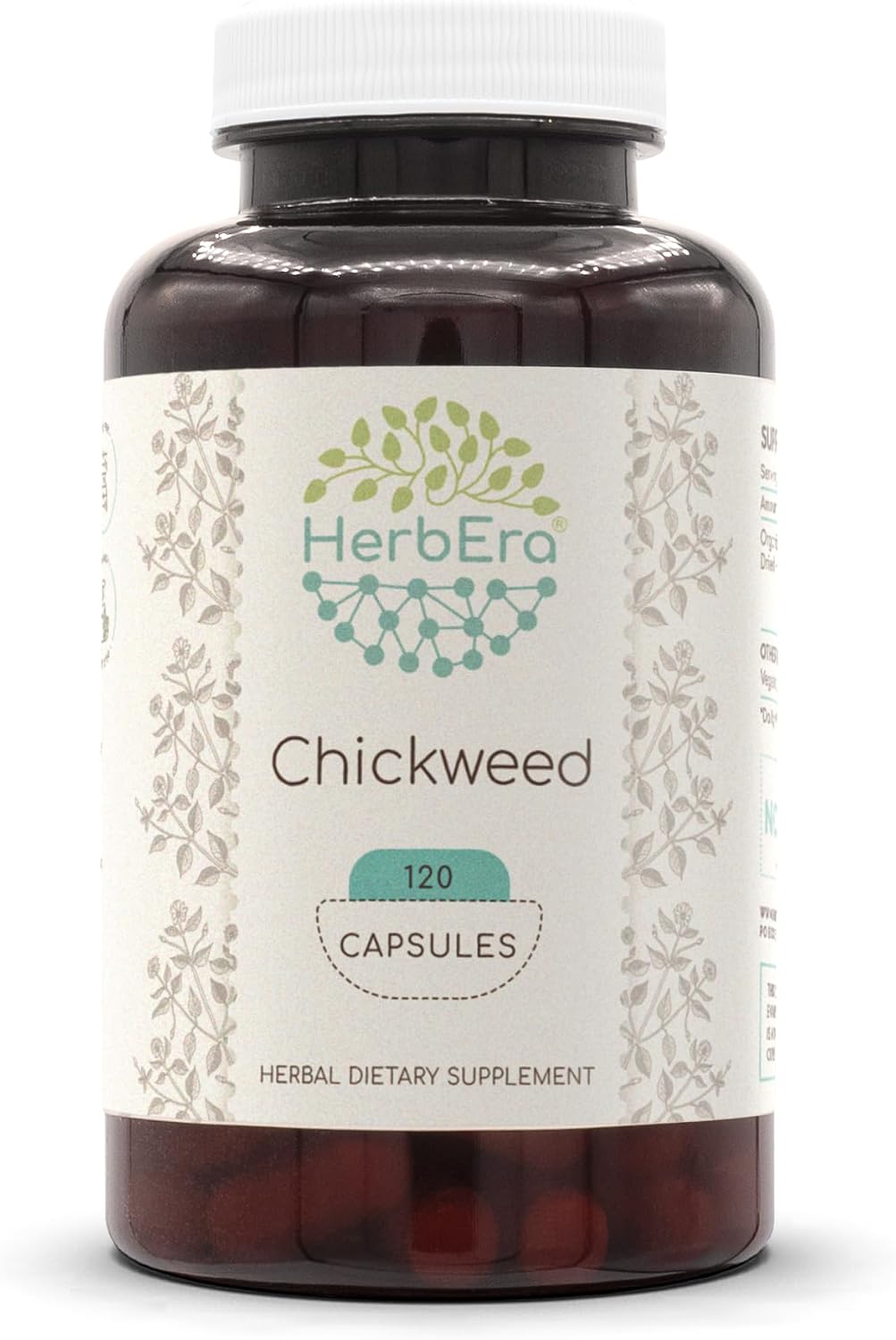 HerbEra Chickweed 120 Capsules, 800 mg (Stellaria Media Dried Herb) - görsel 1