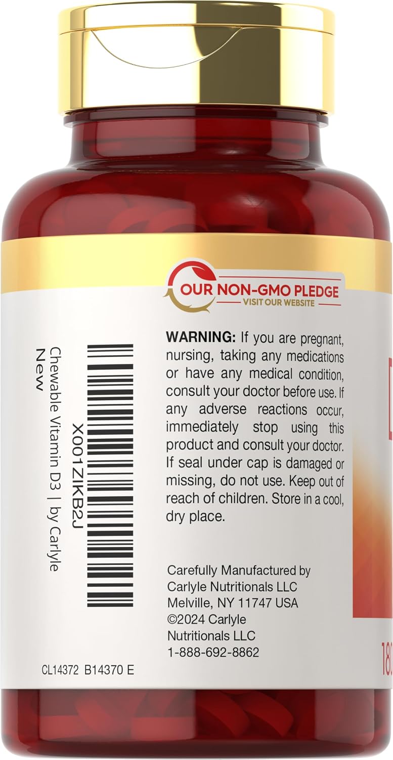 Carlyle Chewable Vitamin D3 2000 IU - 180 Berry Flavoured Tablets - görsel 3