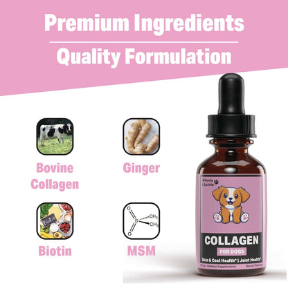 Collagen for Dogs – Liquid Collagen Supplement – Skin and Coat Support – Dog Collagen Drops – 1 fl oz (30 ml) – Bacon Flavour