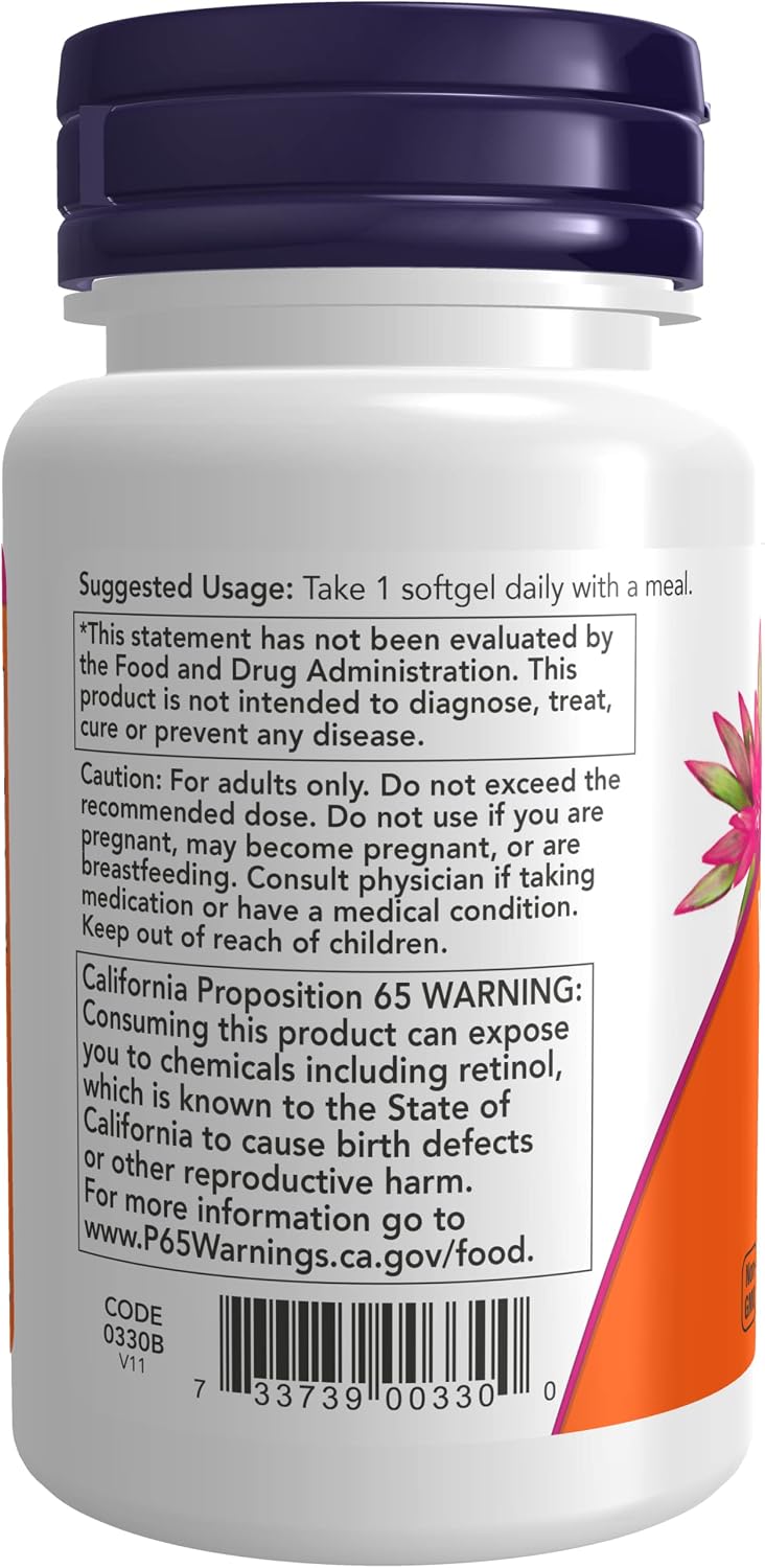 NOW Foods Vitamin A 10000 IU, 100 Softgels (Pack of 3) - görsel 3