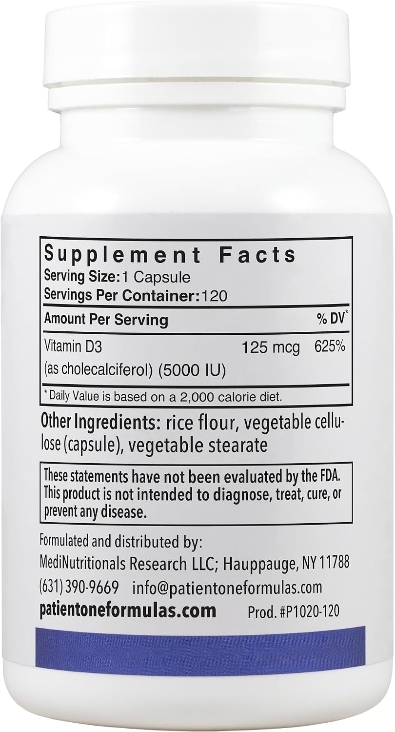 Patient One Vitamin D3 5,000 IU – 120 Capsules (2-Pack) - görsel 7