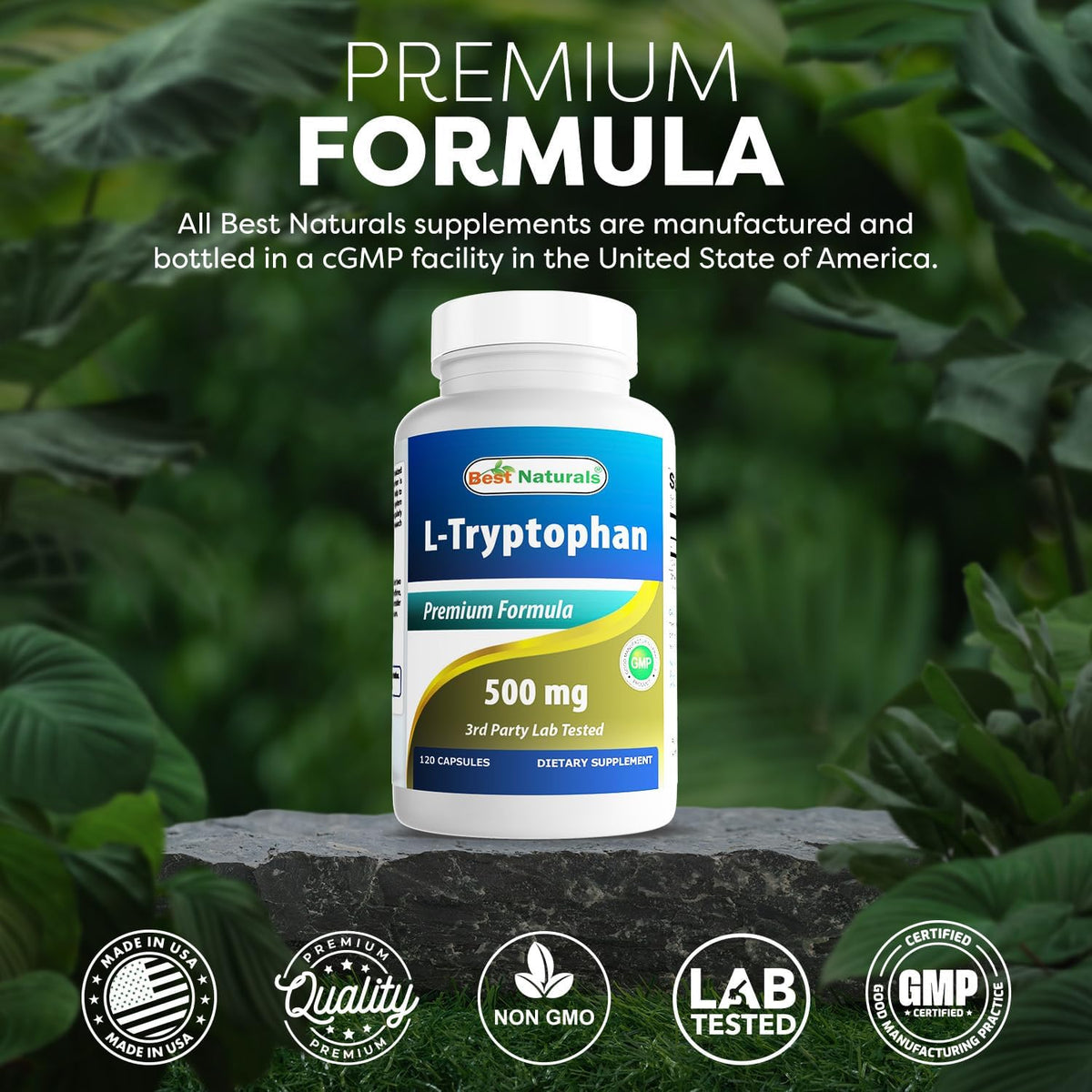 Best Naturals L-Tryptophan 500 mg – 120 Capsules (Pack of 3) - görsel 5