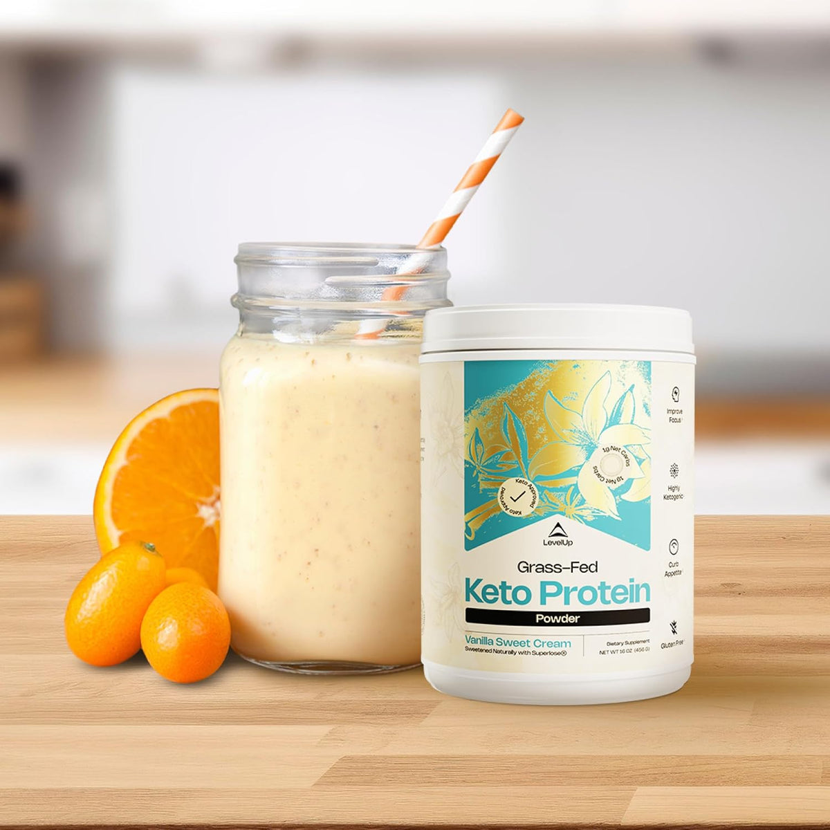 LevelUp Keto Protein with Collagen Peptides, MCT, and Whey Isolate - Vanilla Sweet Cream - görsel 5