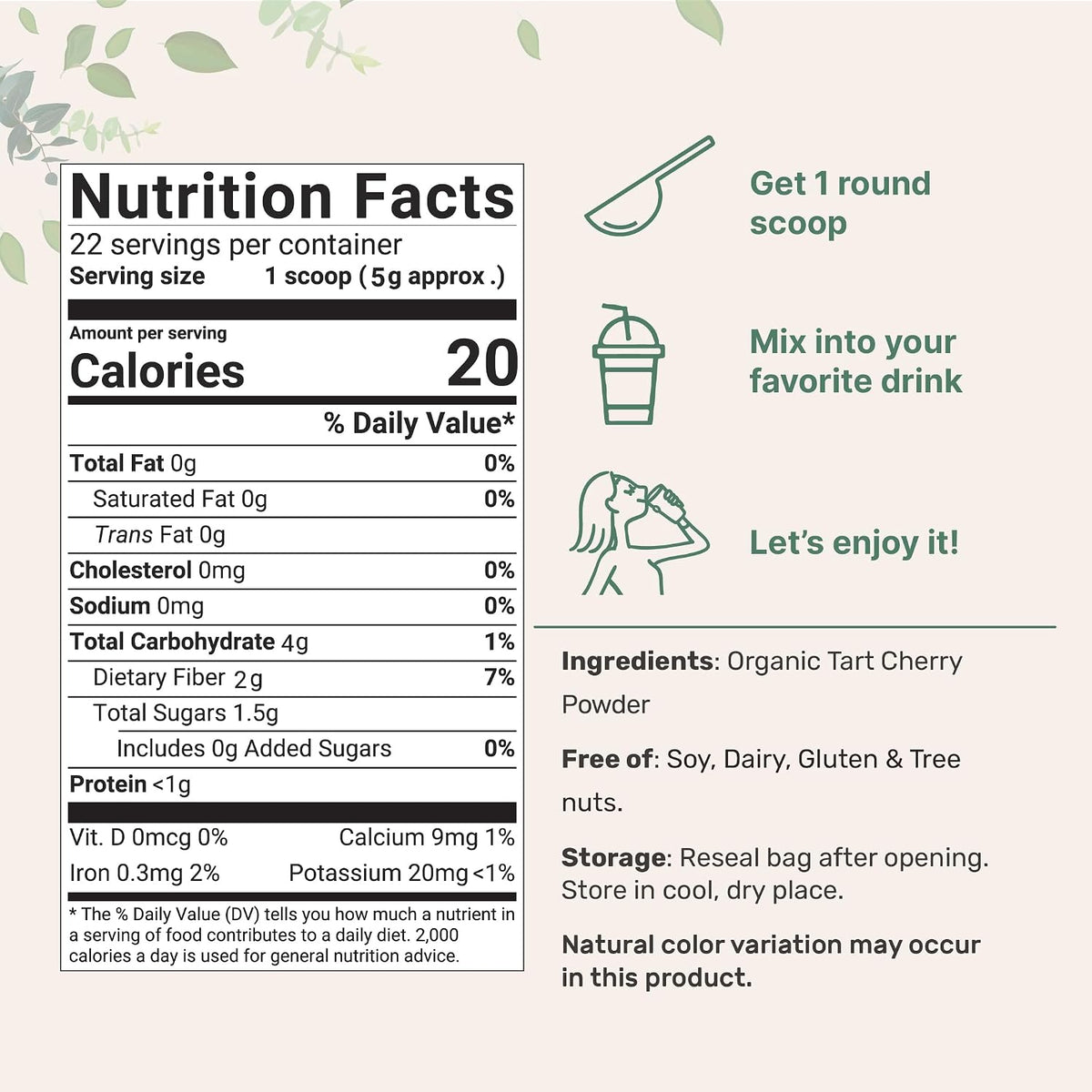 Micro Ingredients Organic Tart Cherry Powder, 4oz - görsel 2