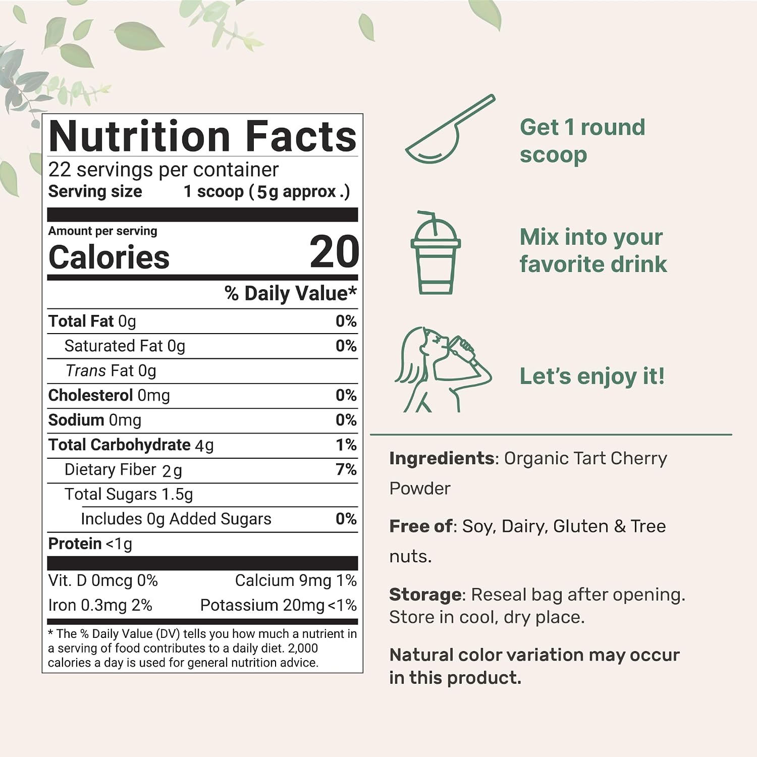 Micro Ingredients Organic Tart Cherry Powder, 4oz - görsel 2