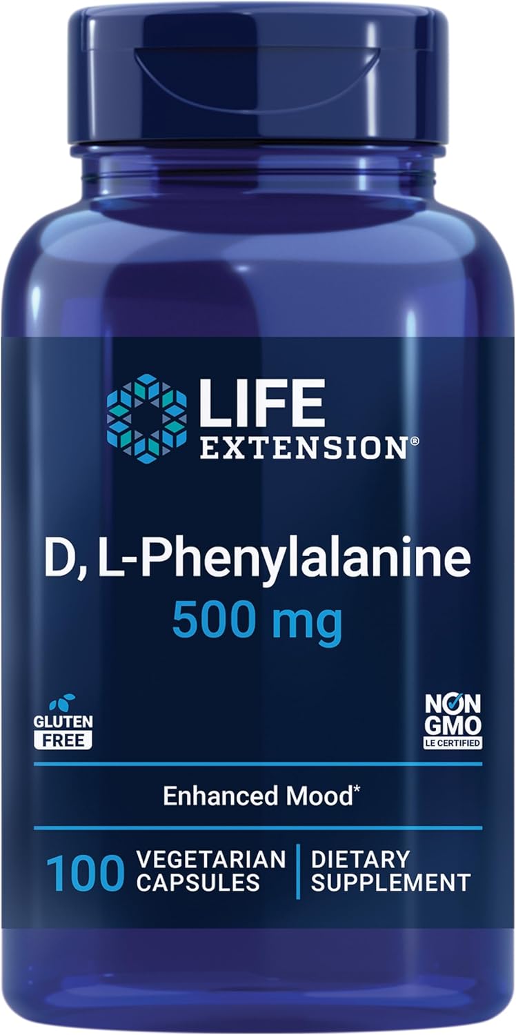 Life Extension D, L-Phenylalanine 500 mg Capsules - Essential Amino Acid Supplement - 100 Capsules - görsel 1