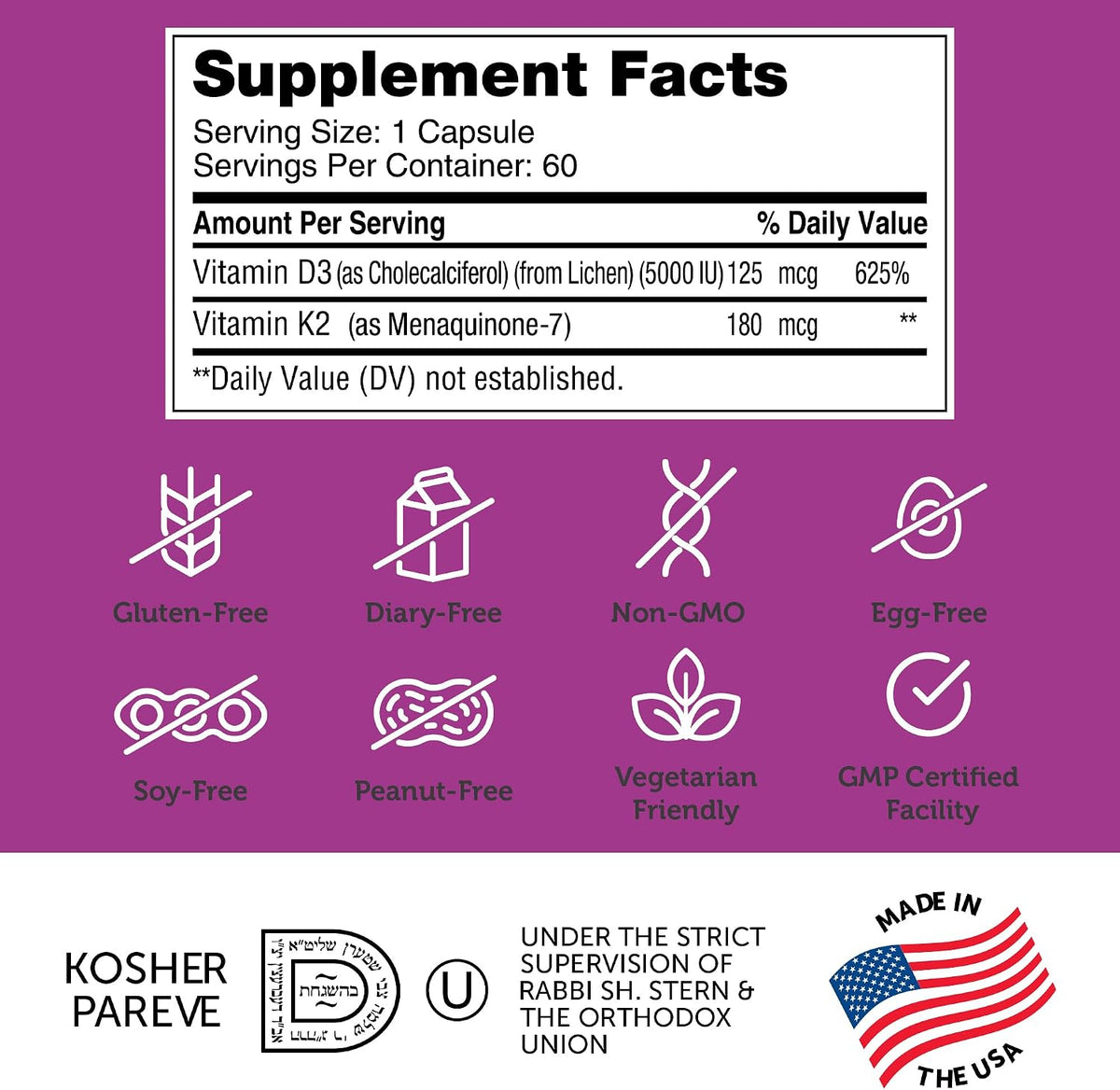 Zahler Vitamin D3 & K2 Advanced D3 & K2 Formula Supports Bone Density & Calcium Absorption, 60 Capsules. - görsel 5