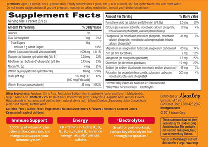 Emergen-C 1000mg Vitamin C Powder, Strawberry Kiwi Flavour, Antioxidants, B Vitamins and Electrolytes, 30 Sachets (Pack of 2)