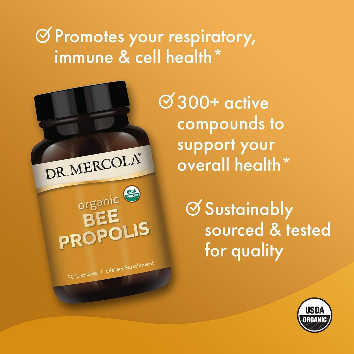 Dr. Mercola Organic Bee Propolis - 30 Capsules - görsel 3
