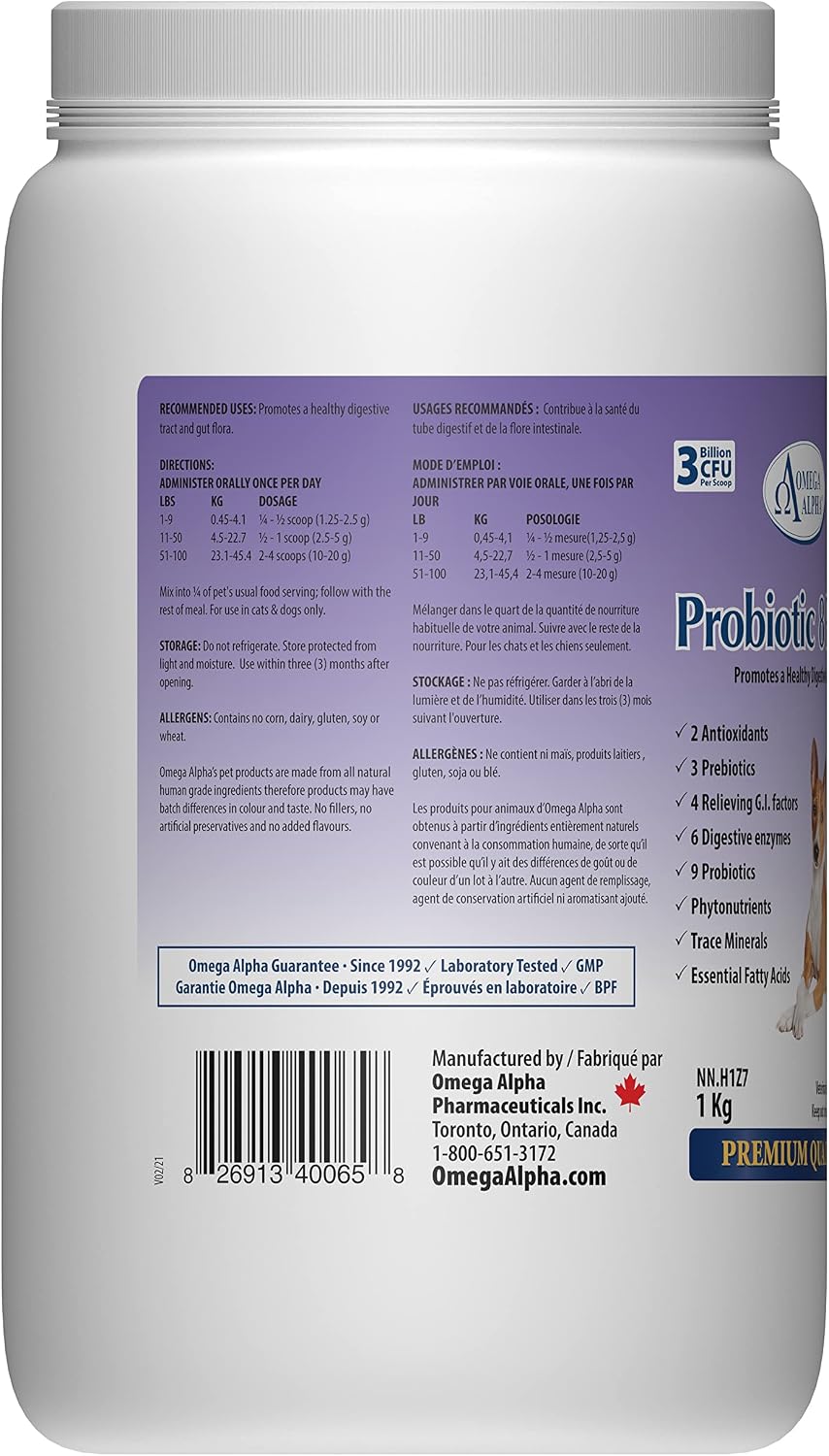 Probiotic 8 Plus Pet Probiotics with Enzymes & Fibre for Digestion - Natural Herbal Digestive Supplement for Cats & Dogs (1 kg) - görsel 4