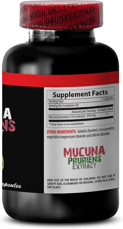 Mucuna Pruriens Extract, Velvet Beans - Brain Support Food Supplement for Concentration and Memory, 60 Capsules