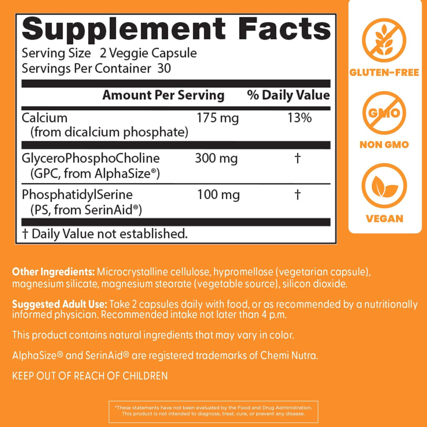 Doctor's Best Natural Brain Enhancers - Brain Health Supplement for Memory and Focus Support, PhosphatidylSerine, Alpha GPC, & Calcium, Gluten Free - 60 Veg Caps - görsel 4