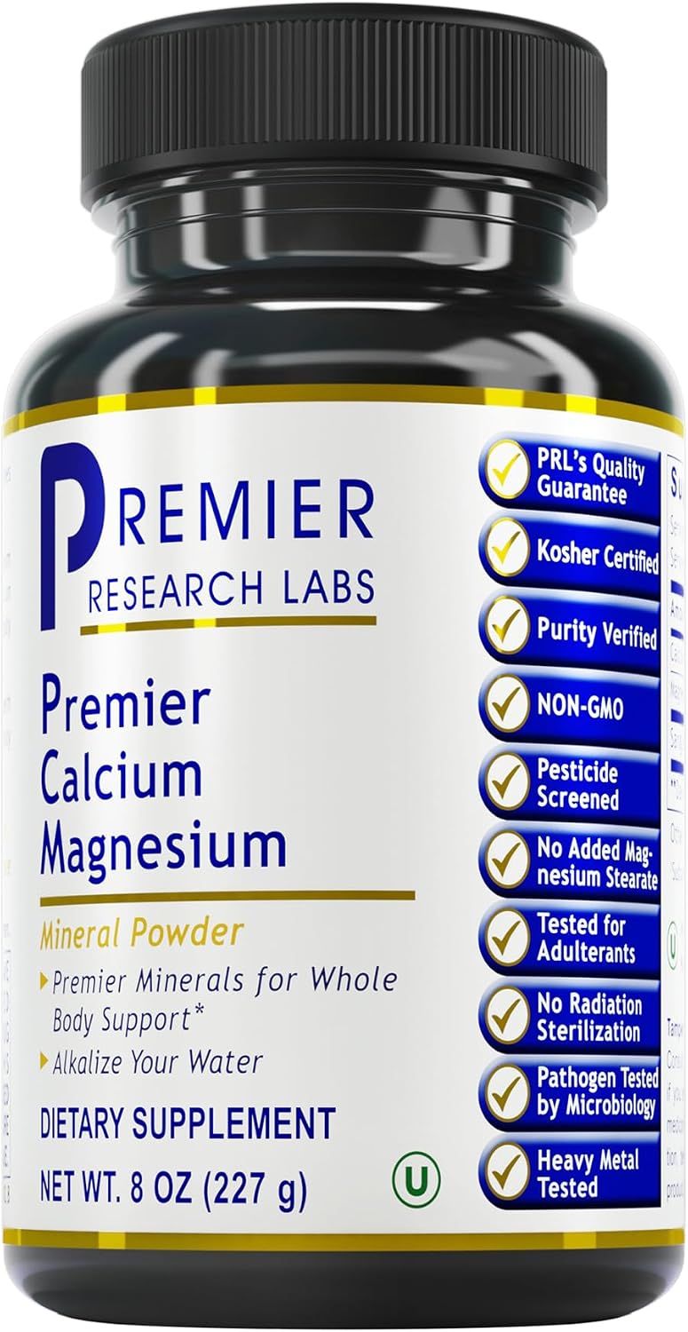 Premier Research Labs Calcium Magnesium Powder - Natural Coral Calcium Powder for Bone Health, Mix with Water for Alkaline pH Balance - 8 oz - görsel 1