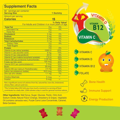 ALFA VITAMINS Kids Multivitamin Gummy Bears – 13 Essential Nutrients, 60 Gummy Bears