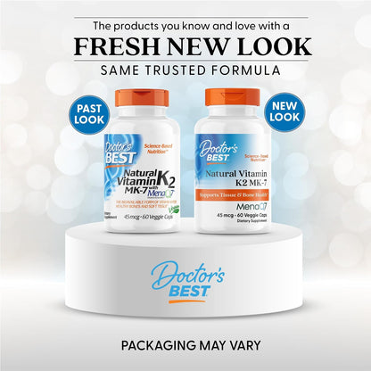 Doctor's Best Natural Vitamin K2 MK-7 with MenaQ7, 45 mcg, 60 Veg Caps