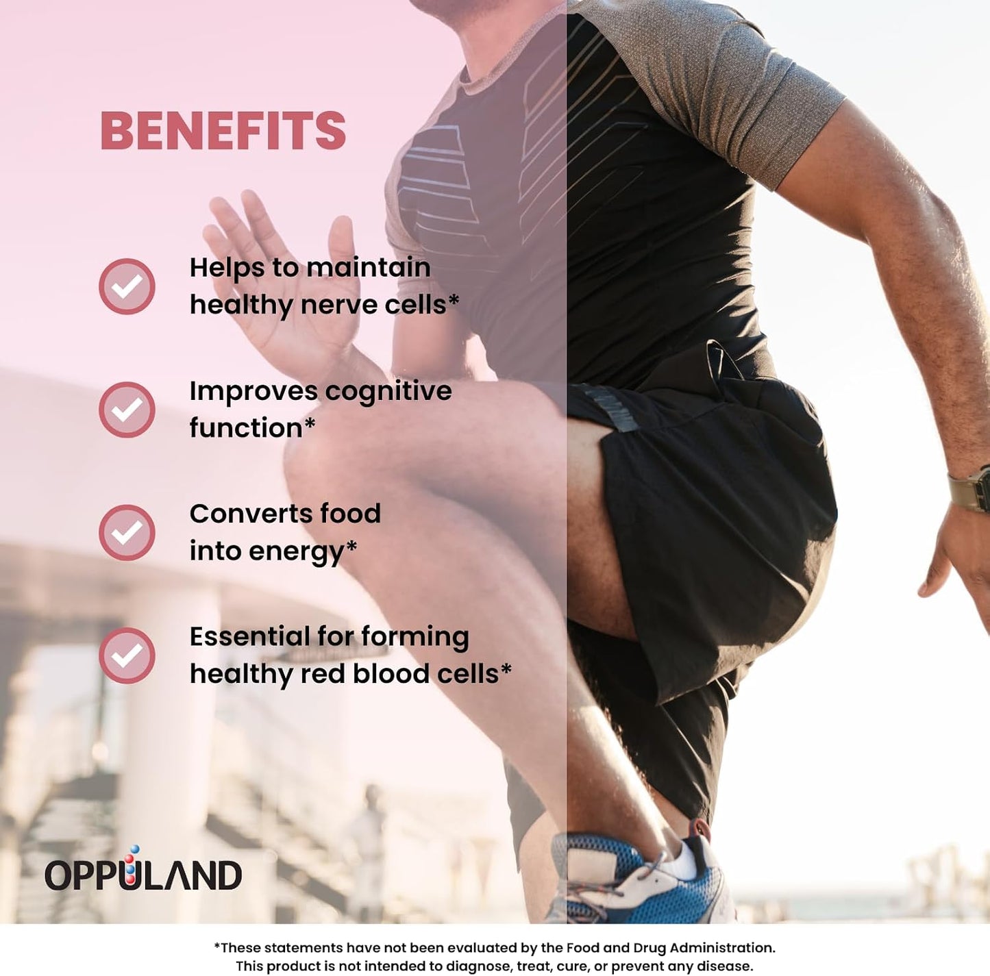 oppuland Methyl B-12 5000mcg Chewable with Folate - Vitamin B12 Methylcobalamin Sublingual Tablets - Supports Energy & Brain Function - Vegan Supplement - Cherry Flavour - 120 Count - görsel 3