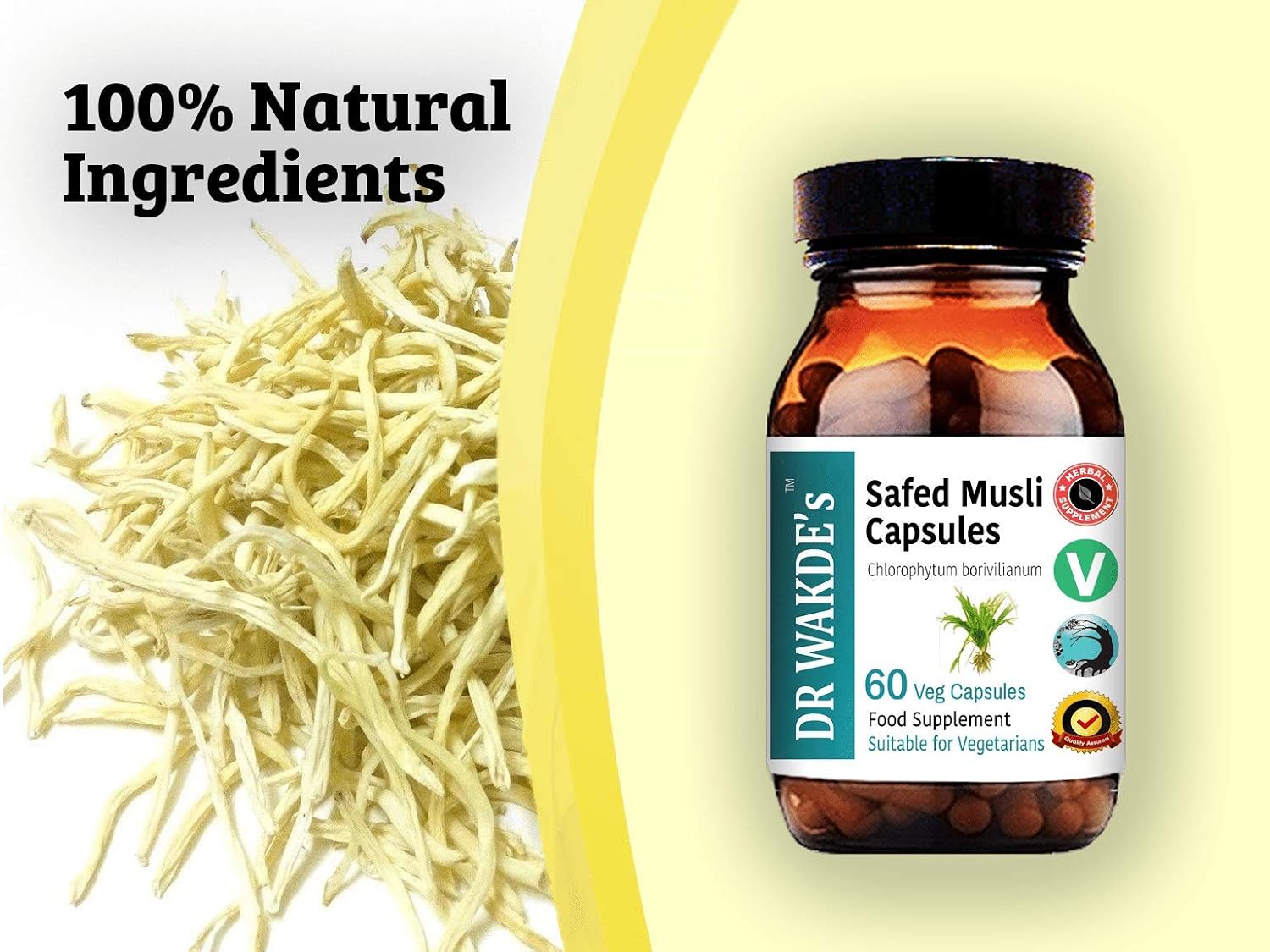 DR WAKDE's Safed Musli Capsules - Chlorophytum borivilianum, 60 Vegan Caps - görsel 5