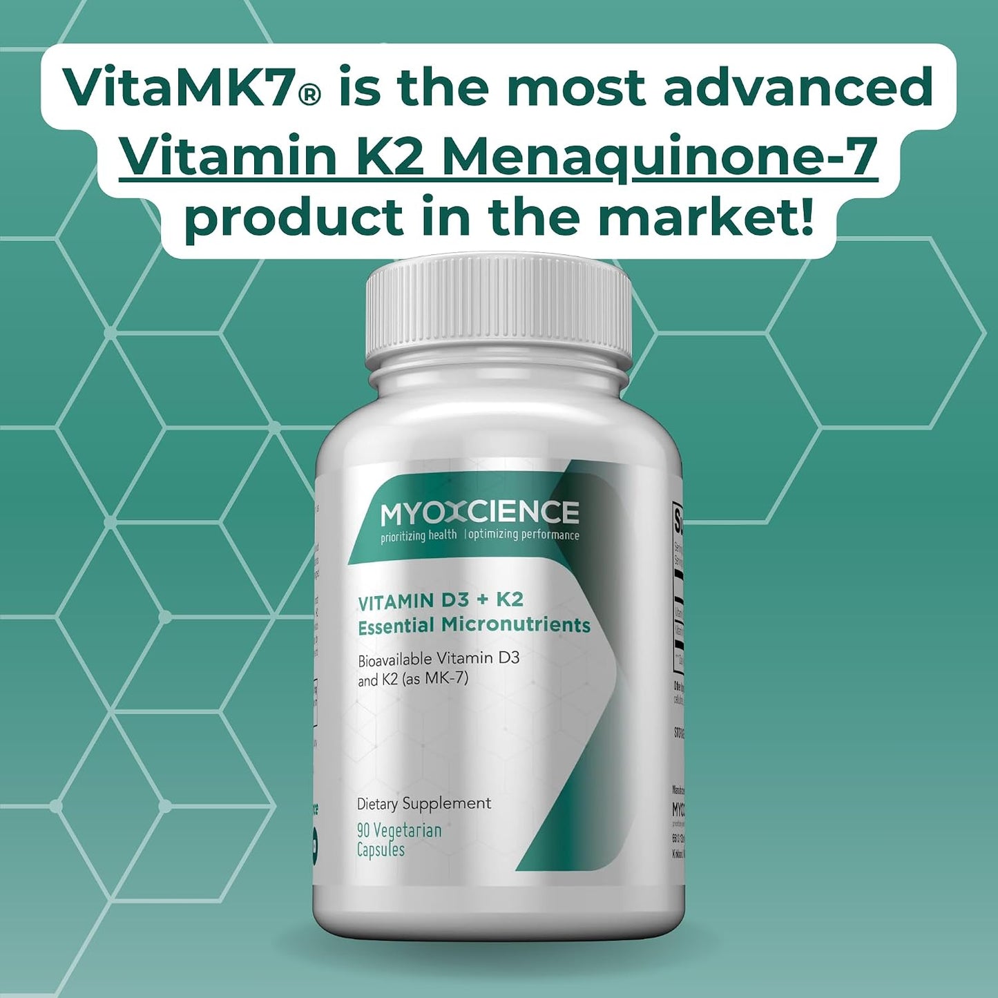 MYOXCIENCE Vitamin D3 + K2 Essential Micronutrients | 6,000 IU D3 & 150 mcg K2 MK-7 | 90 Vegetarian Capsules - görsel 5