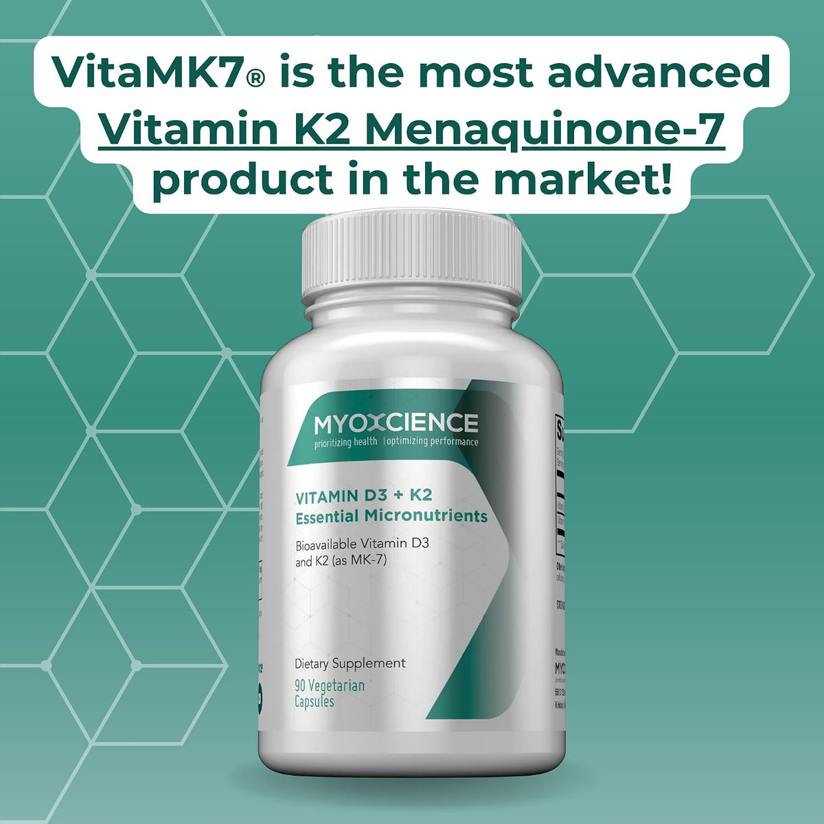 MYOXCIENCE Vitamin D3 + K2 Essential Micronutrients | 6,000 IU D3 & 150 mcg K2 MK-7 | 90 Vegetarian Capsules - görsel 5