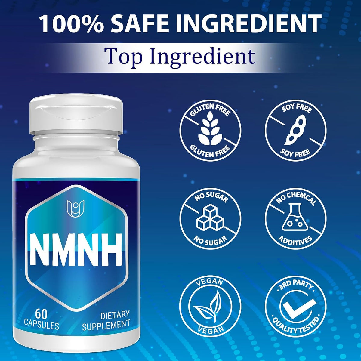 NMNH (Dihydronicotinamide Mononucleotide) - NAD+ Food Supplement to Boost NAD+ Levels, 500 mg per serving, 60 Capsules - görsel 6