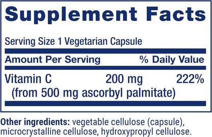 Life Extension Ascorbyl Palmitate 500mg – Fat-Soluble Vitamin C Food Supplement – 100 Capsules