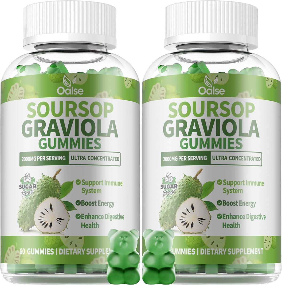 OALSE Soursop Graviola Gummies - Sugar-Free, Vegan, with Vitamin C & Zinc for Immune Support (60 Count) - görsel 8