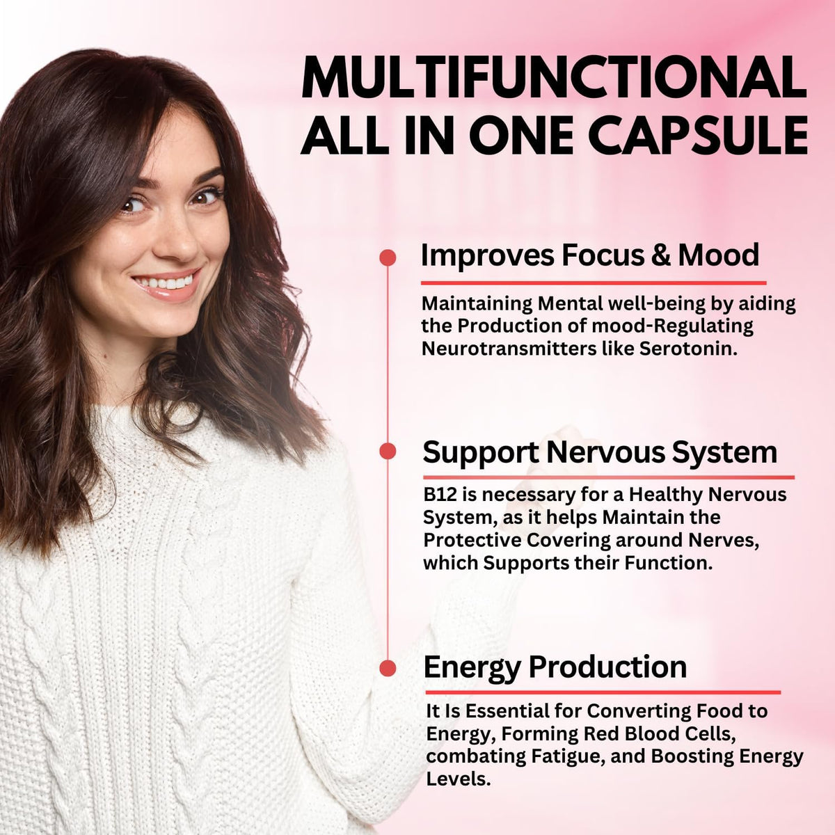 VITBOOST B12 Methylcobalamin Complex with Hyaluronic Acid, Collagen & Folate - 25000 mcg, Pack of 2 - görsel 5