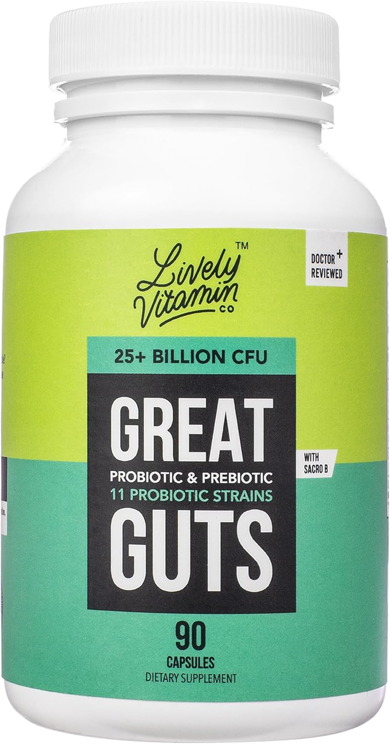 Lively Vitamin Co. Great Guts Probiotic - 25 Billion CFU - 90 Capsules - görsel 1