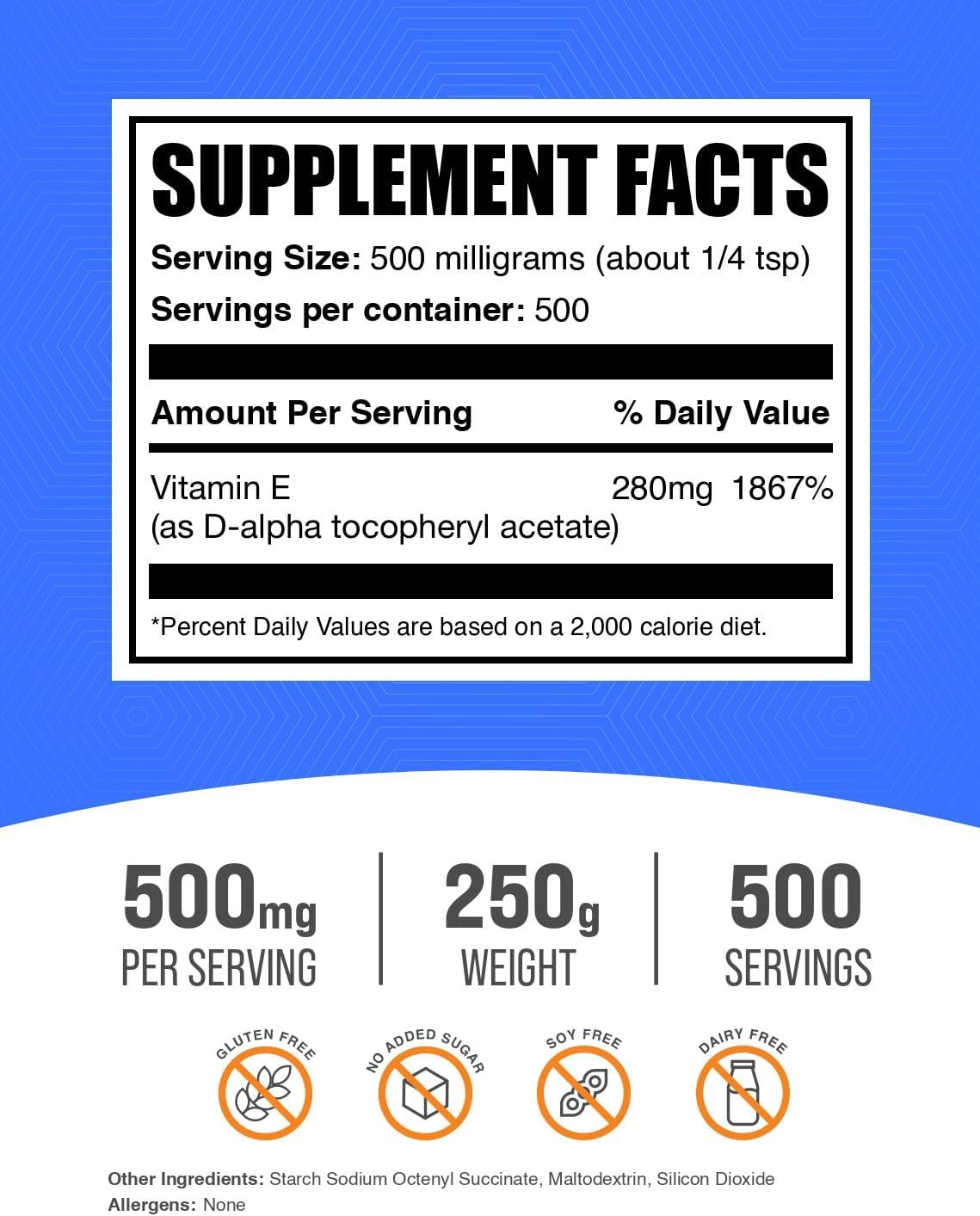 BulkSupplements.com Vitamin E 400 IU Powder (D-Alpha Tocopherol) - 250g - görsel 2