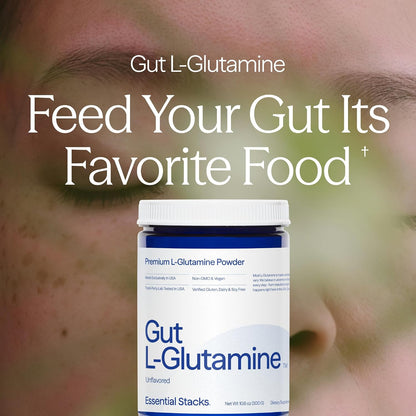 Essential Stacks Gut L-Glutamine Powder - Pure L-Glutamine for Gut Health (60 Servings, Unflavoured)