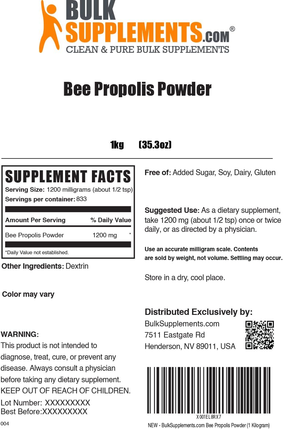 BulkSupplements.com Bee Propolis Powder (1 kg) - görsel 6