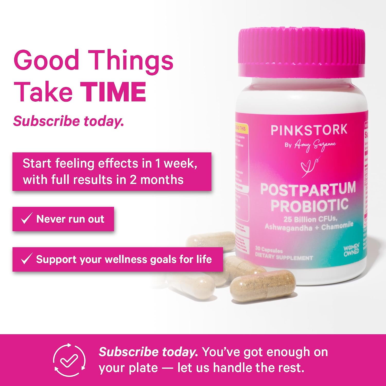Pink Stork Postnatal Probiotics - 30 Billion CFU with Ashwagandha & Chamomile - görsel 4