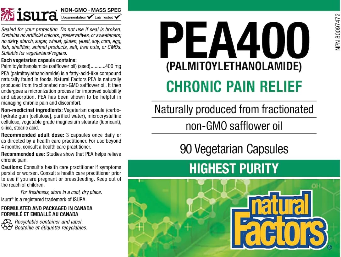 Natural Factors PEA400 – Pure Palmitoylethanolamide for Nervous System Support – 90 Capsules - görsel 6