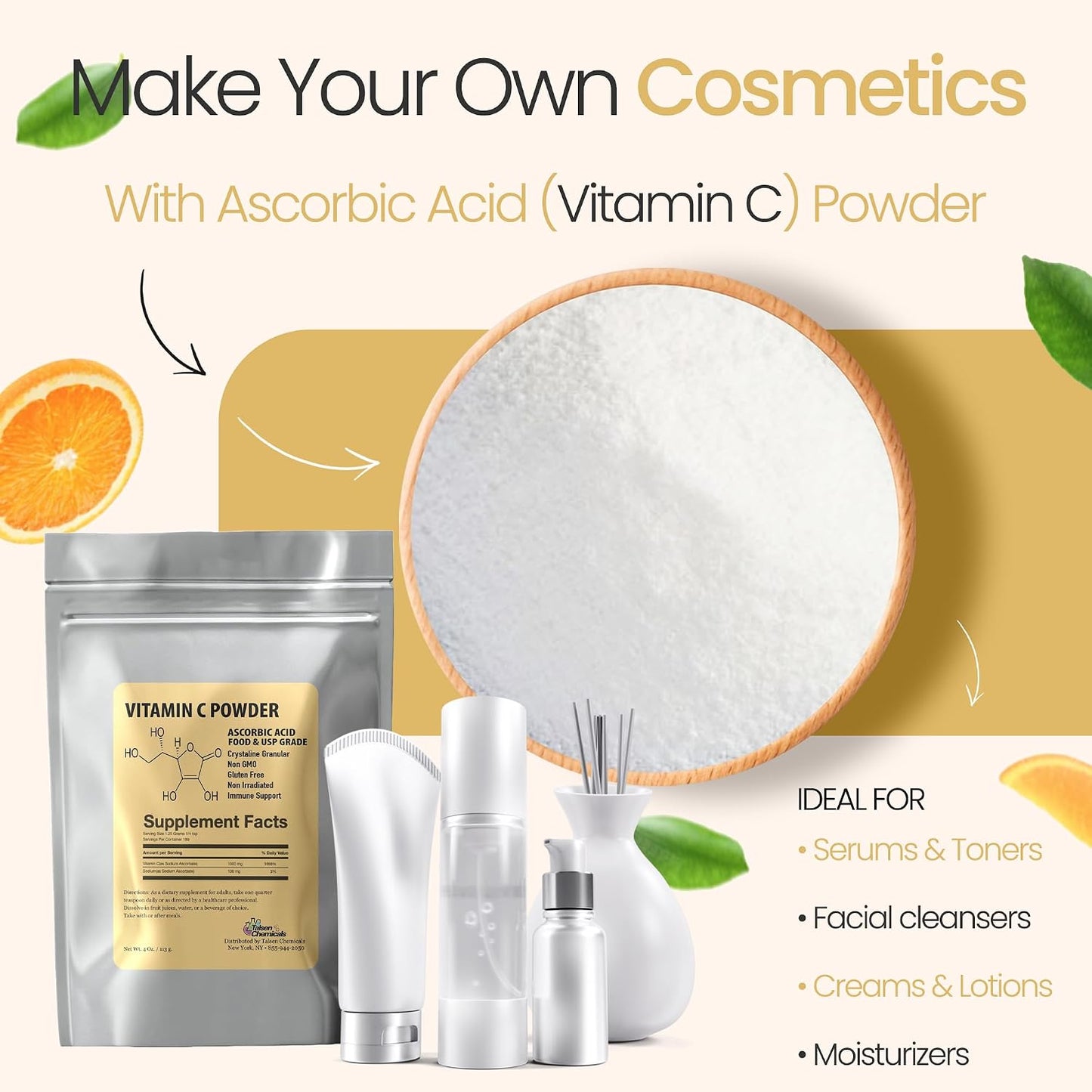 Talsen Chemicals Pure Vitamin C Powder Organic (226 g) – Ascorbic Acid Powder - görsel 5