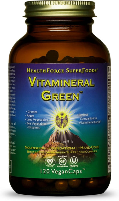 HEALTHFORCE SUPERFOODS Vitamineral Green - Organic Green Superfood Supplement, 120 Capsules – Image 1