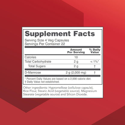 Protocol for Life Balance D-Mannose 500mg - 90 Vegan Capsules