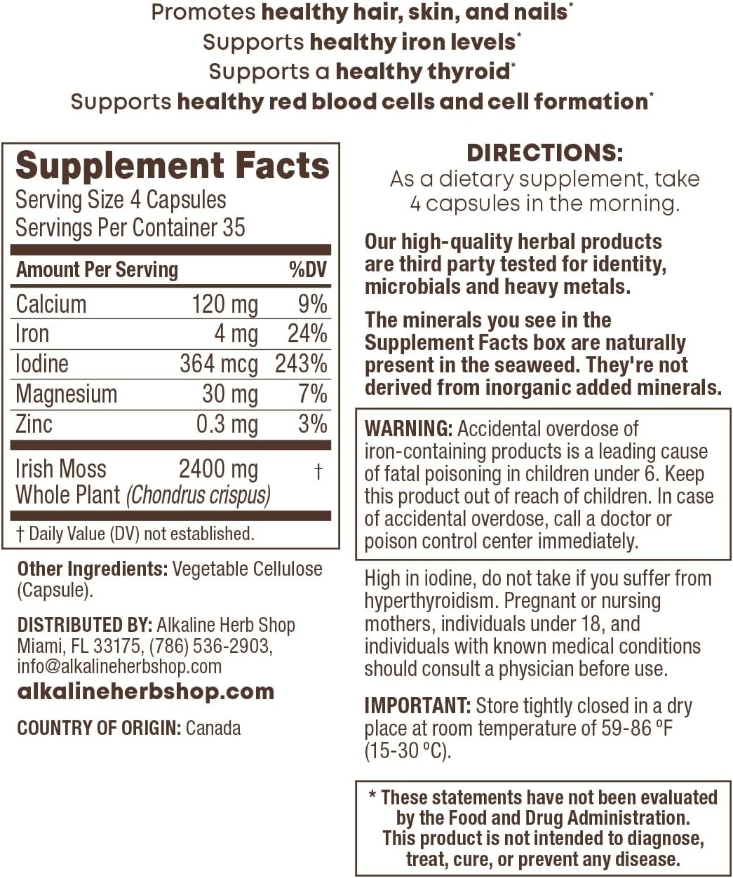 Sea Moss Supplement 140 Capsules - görsel 1