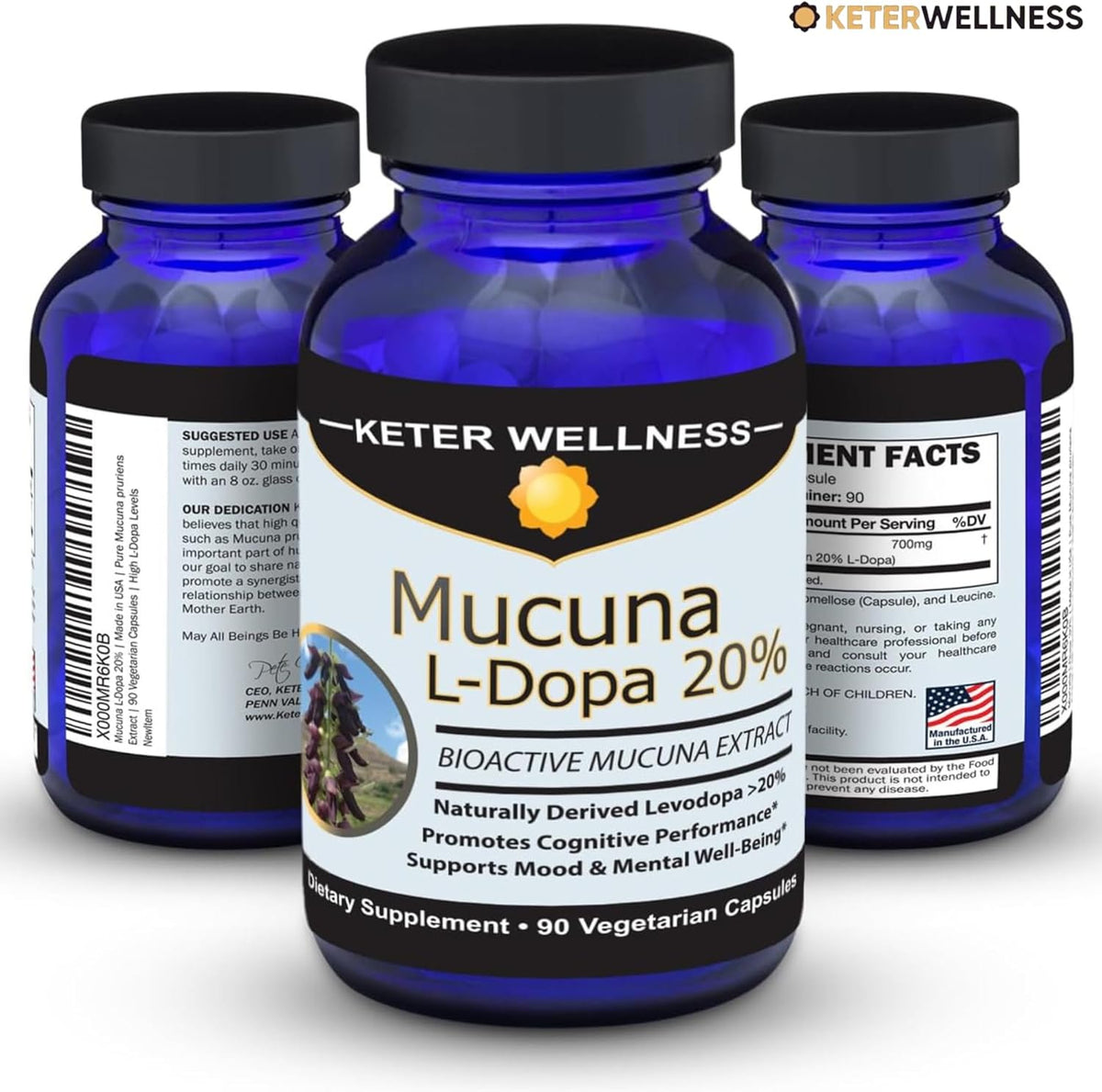 Mucuna Pruriens 20% L-Dopa – Standardised Velvet Bean Extract – Vegan, Non-GMO, 90 Capsules - görsel 5