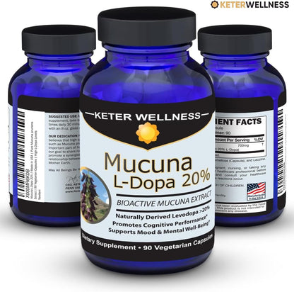 Mucuna Pruriens 20% L-Dopa – Standardised Velvet Bean Extract – Vegan, Non-GMO, 90 Capsules