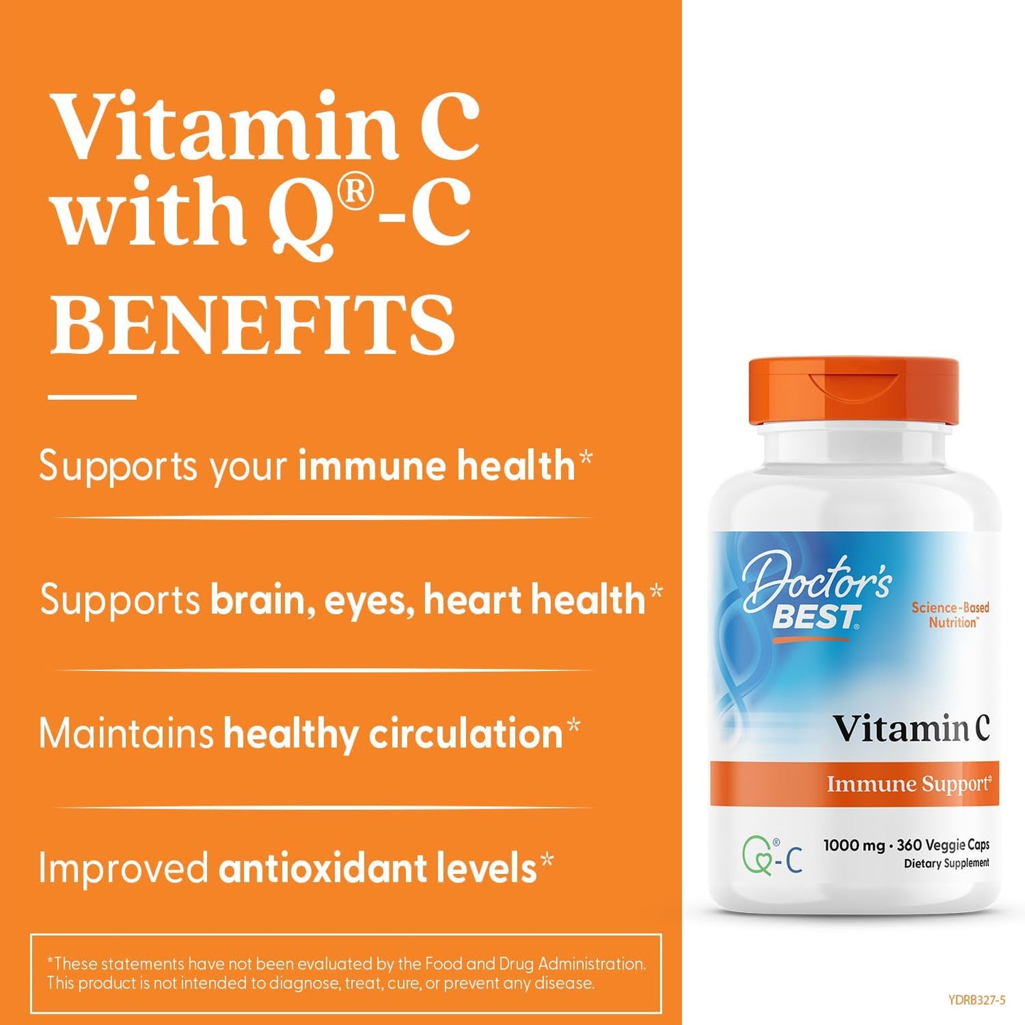 Doctor's Best Vitamin C 1000mg Supplement - Q-C Ascorbic Acid, Vegan, 360 Veg Caps - görsel 2