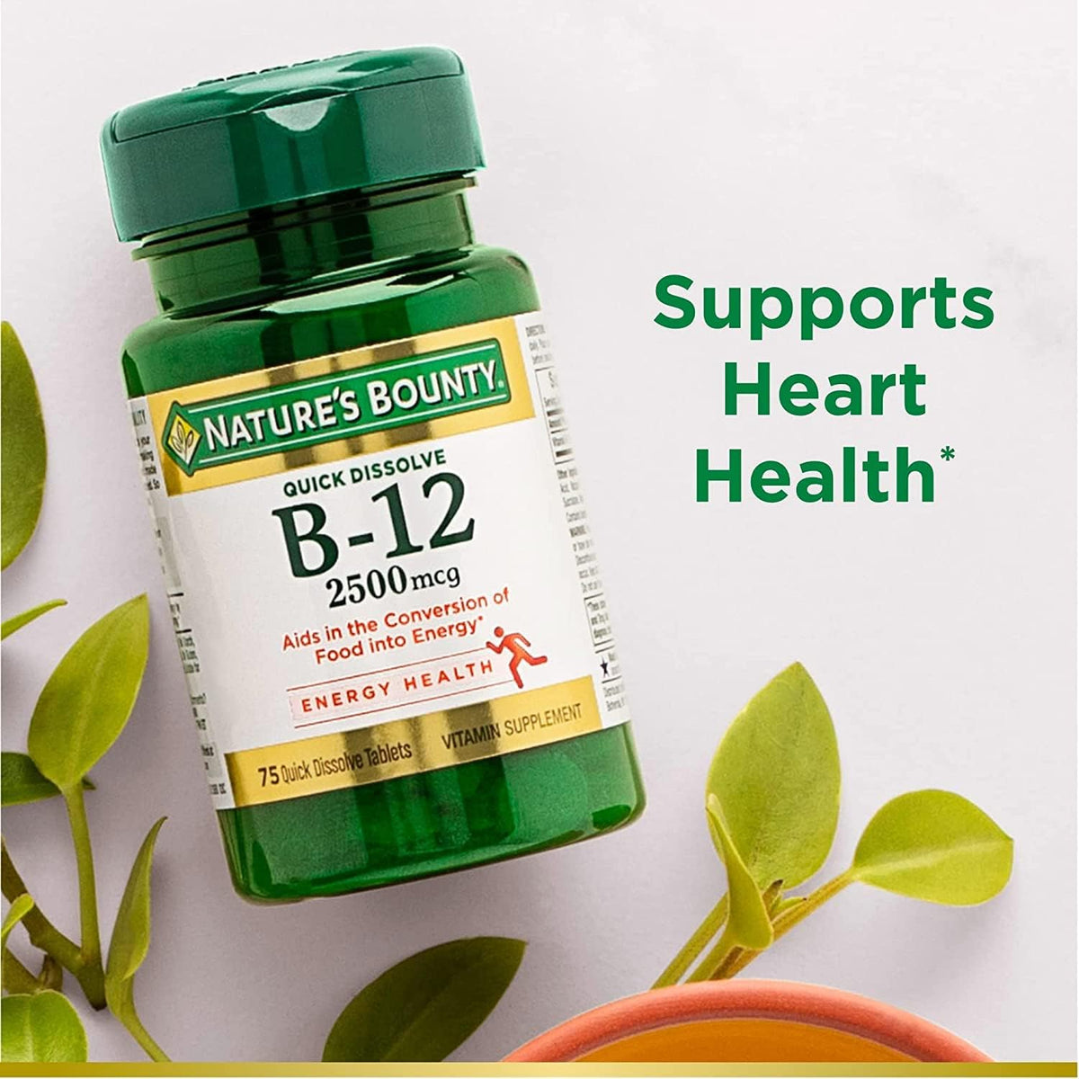 Nature's Bounty Vitamin B12 2500 mcg, Energy Support, Quick Dissolve Tablets, 75 Tablets (Pack of 2) - görsel 4