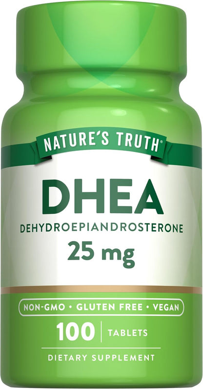 Nature's Truth DHEA 25mg Tablets (100 Tablets) – Vegan, Non-GMO, Gluten-free