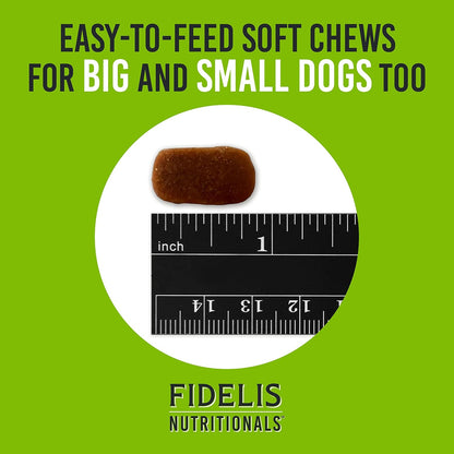 FIDELIS Probiotic Plus+ Pet Probiotics for Dogs, Digestive Gut Health, Yeast, Itchy Skin/Ears, Paw Licking, Safe Dog Treat Supplement for Pets, Adult, Big & Small, Made in USA, Duck Flavour, 120 Chews