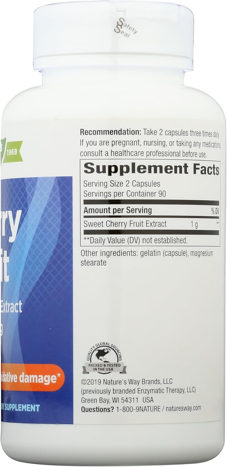Nature's Way Cherry Fruit Sweet Cherry Extract – Antioxidant Support, 1,000 mg, 180 Capsules - görsel 5