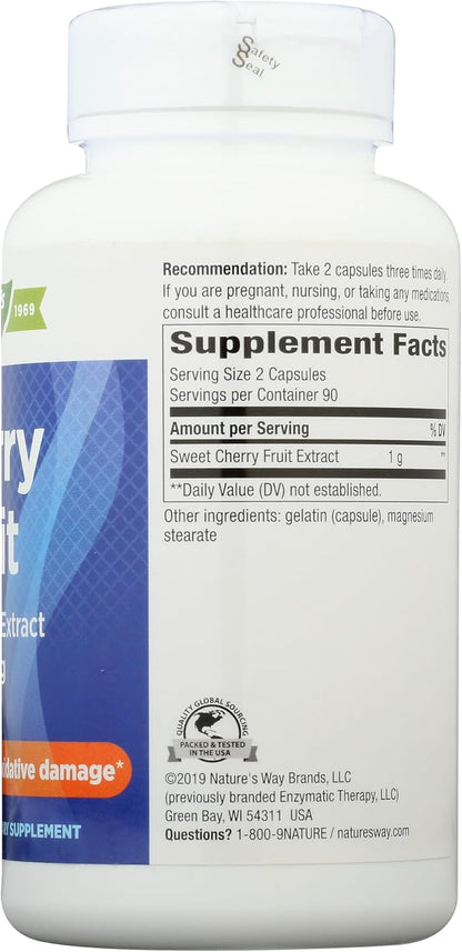 Nature's Way Cherry Fruit Sweet Cherry Extract – Antioxidant Support, 1,000 mg, 180 Capsules
